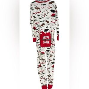 0190 Happy Camper men’s Pajamas - Red and White